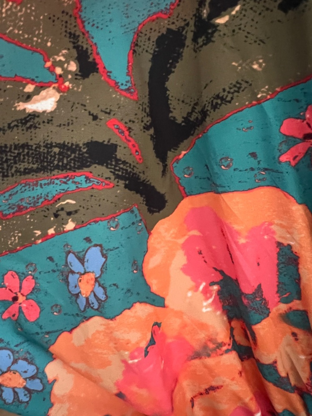 Cost Plus World Market Teal and Coral Floral V-Neck Maxi Dress - Picture 3 of 7